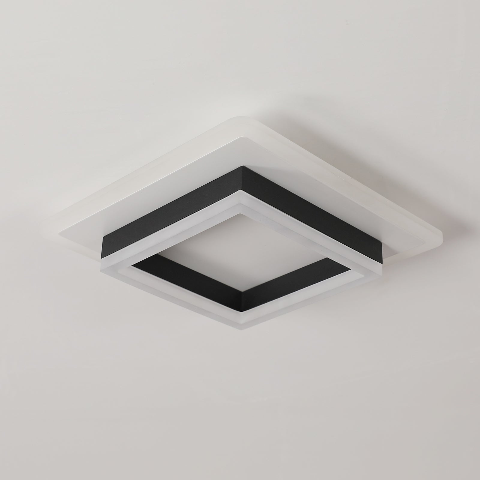 Ceiling Light - Black & White Acrylic Frame, White Light