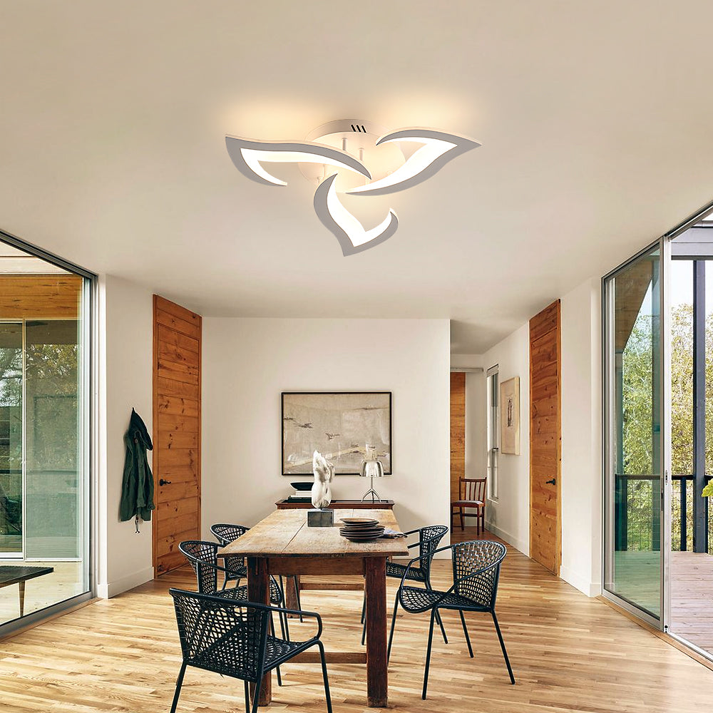 Comely Plafonnier LED, Luminaire Plafonnier 58cm 36W, Lustre Salon Moderne, Lampe de Plafond de Pétale pour Salon Chambre Cuisine Salle à Manger, Lumière Blanche Chaude 3000K, Blanc