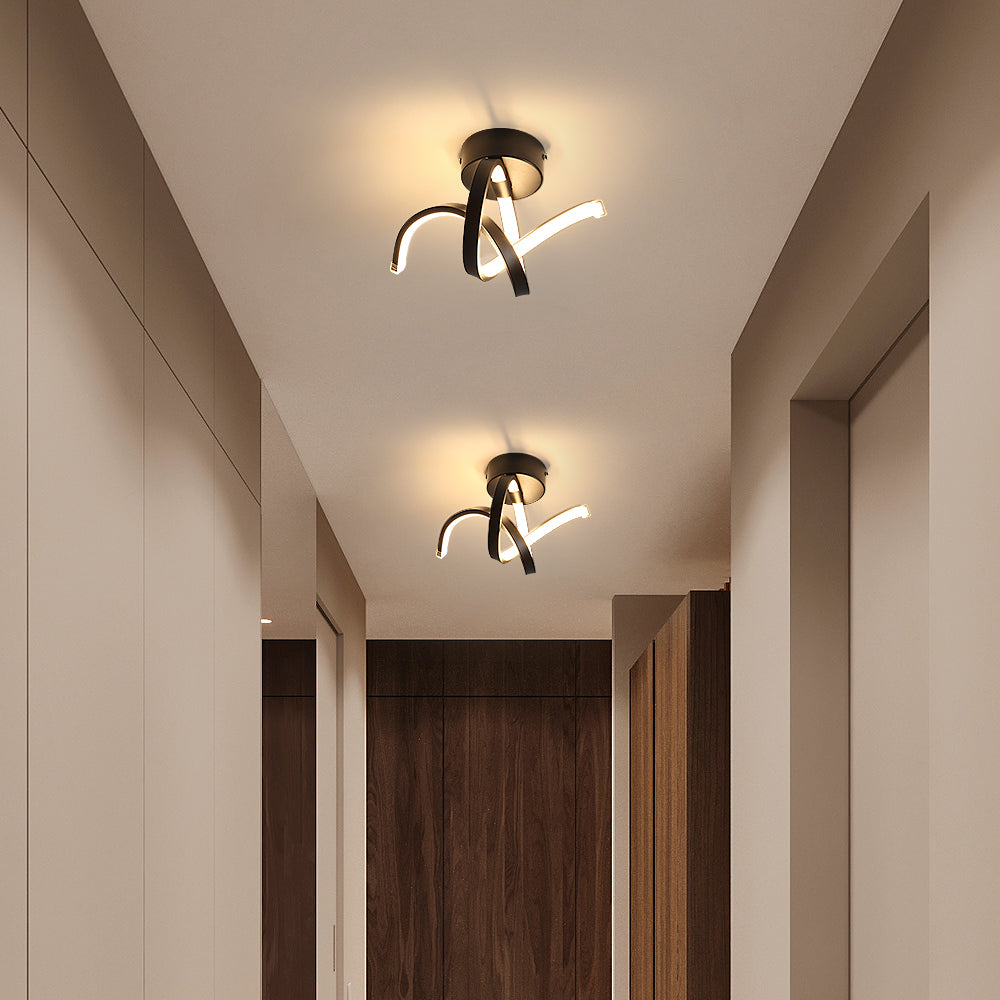 Plafoniera - Telaio in alluminio nero, luce calda