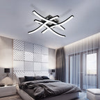 Comely Plafonnier Moderne, 24W 2300LM Eclairage Plafond LED Moderne Forme de Vague à 4 Lumières, Noir Lampe LED Plafond pour Salon Chambre Salle à Manger, Blanc Froid 6500K