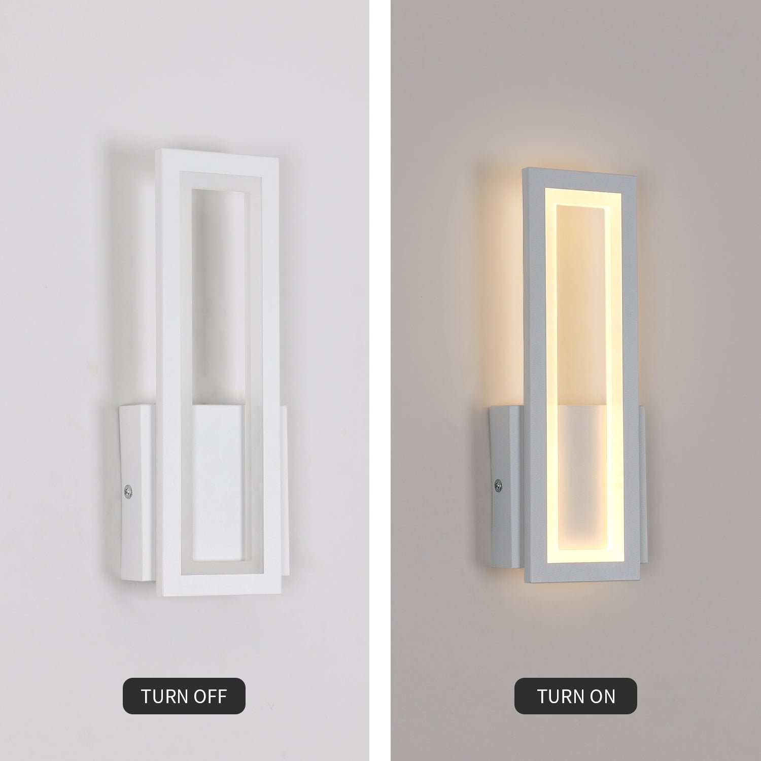 Wall Light - White Acrylic Frame, Warm Light