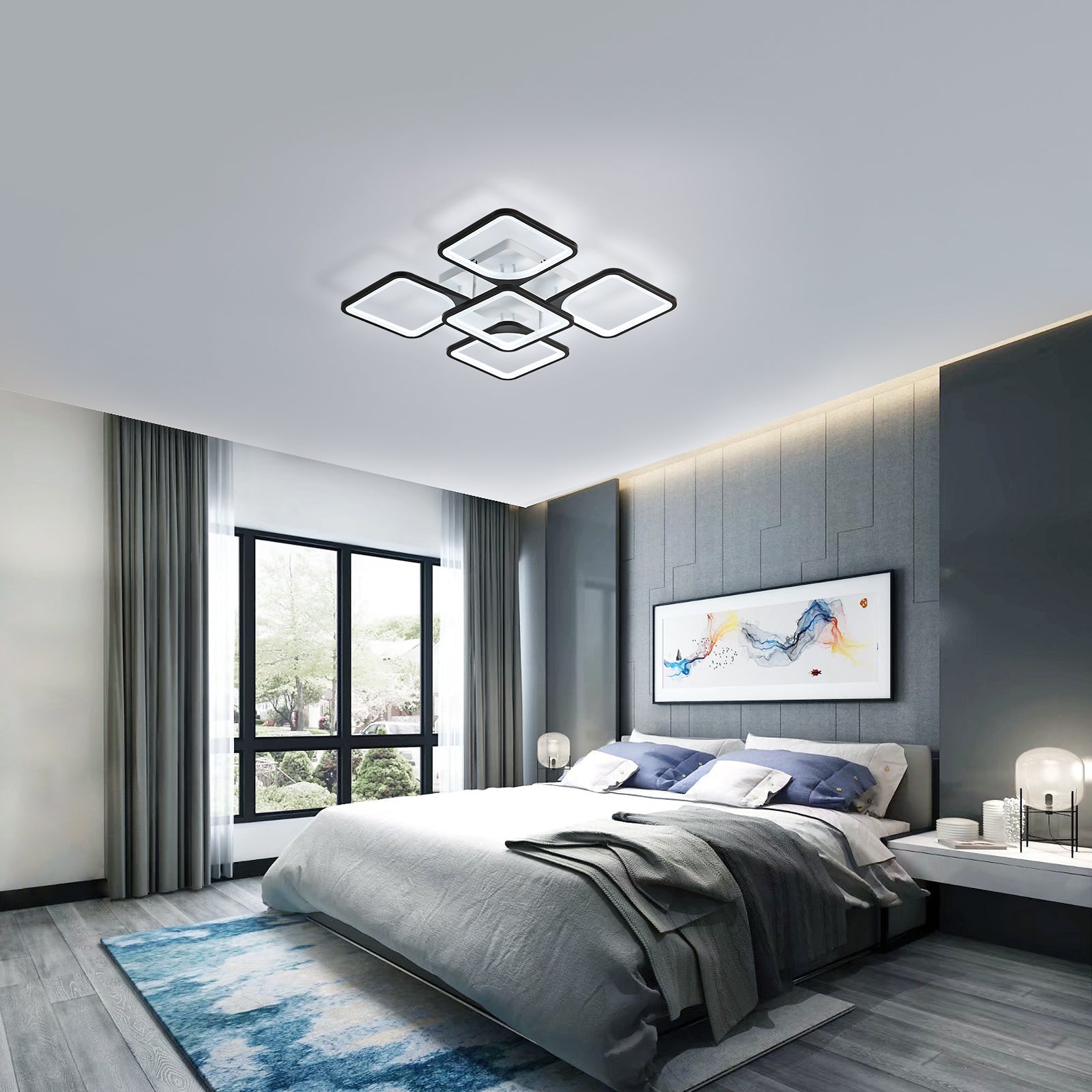Ceiling Light - Black Acrylic Frame, White Light