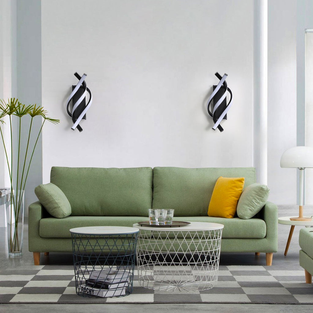 Applique - Telaio in alluminio nero, luce calda