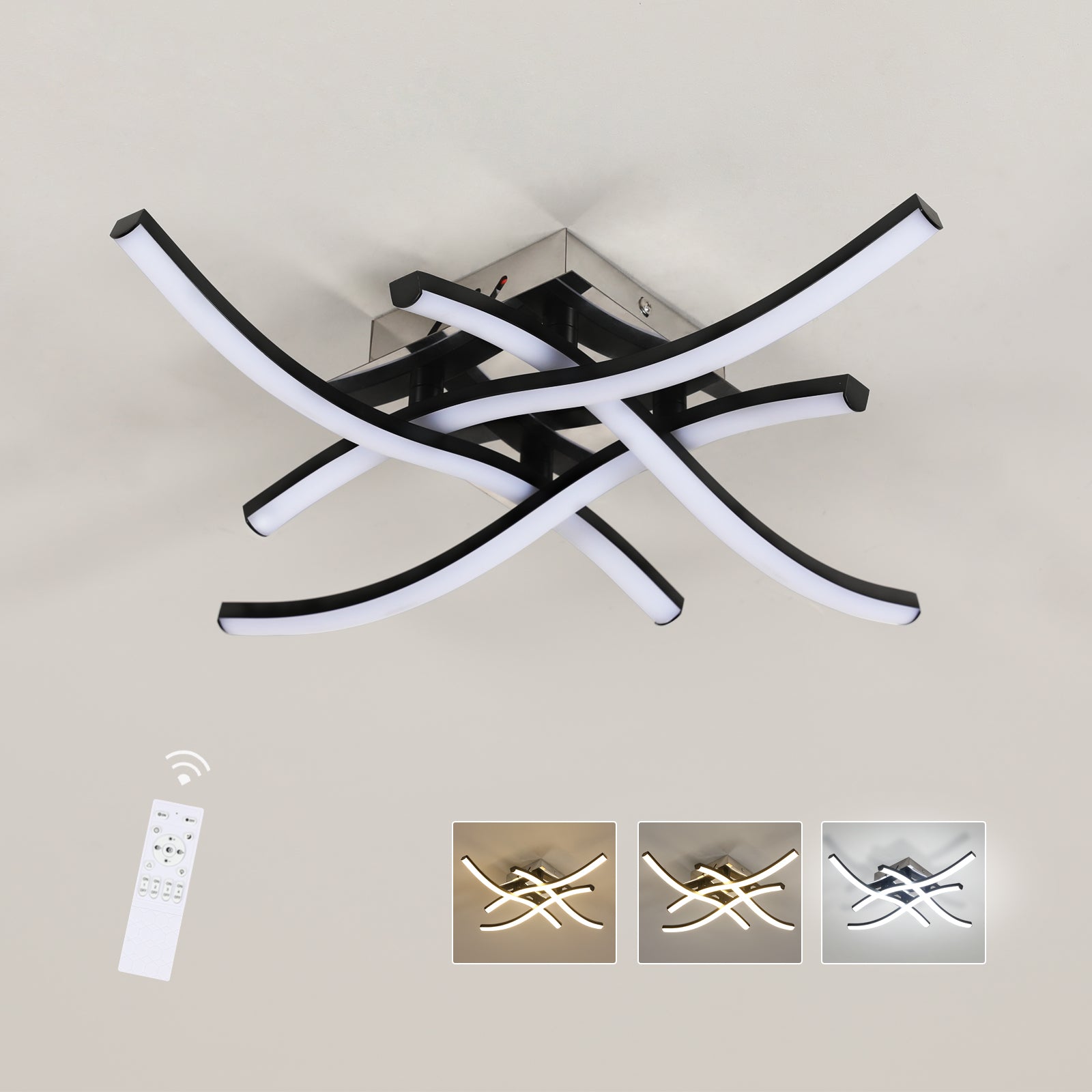 Ceiling Light - Black Aluminium Frame, Tunable and Dimmable