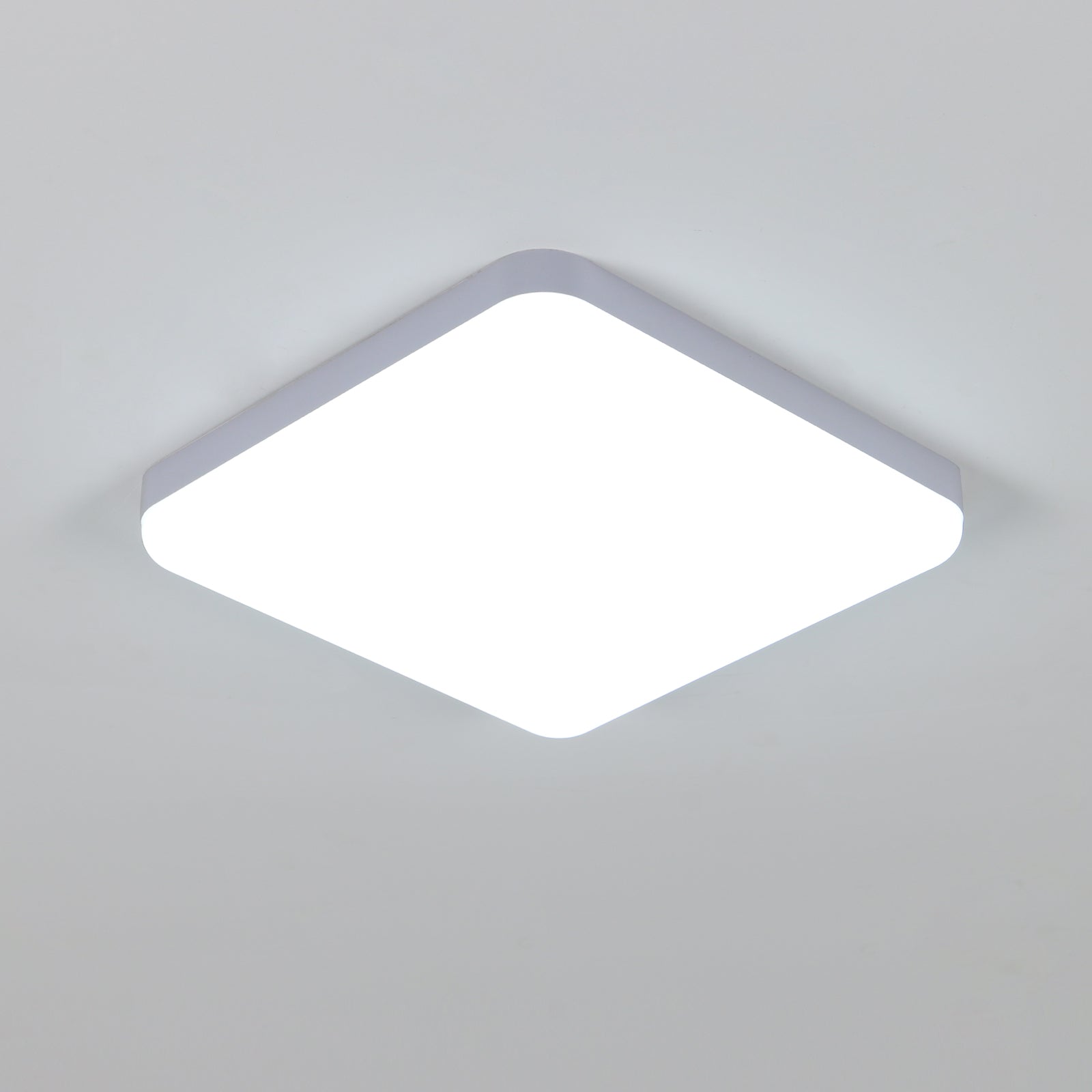Ceiling Light - White Plastic Frame, White Light