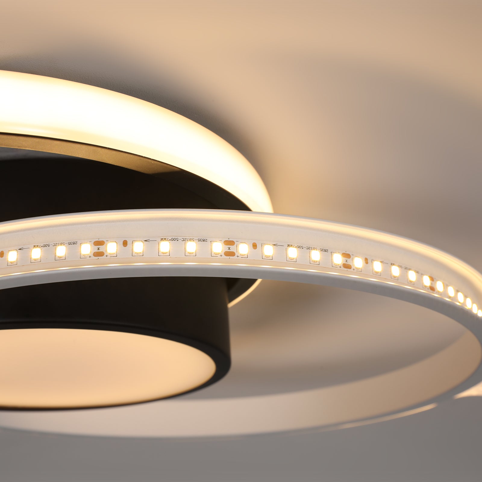 Ceiling Light - Black & White Metal Frame, Warm Light