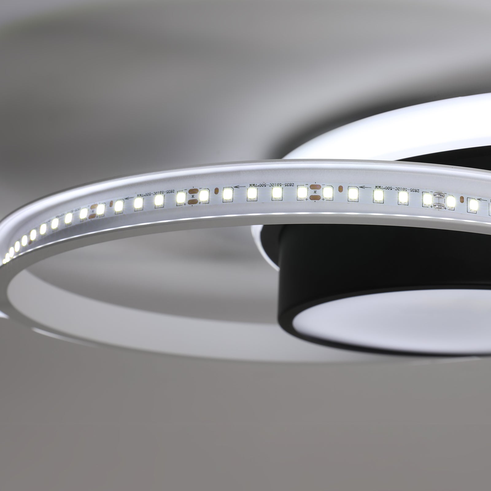 Ceiling Light - Black & White Metal Frame, White Light
