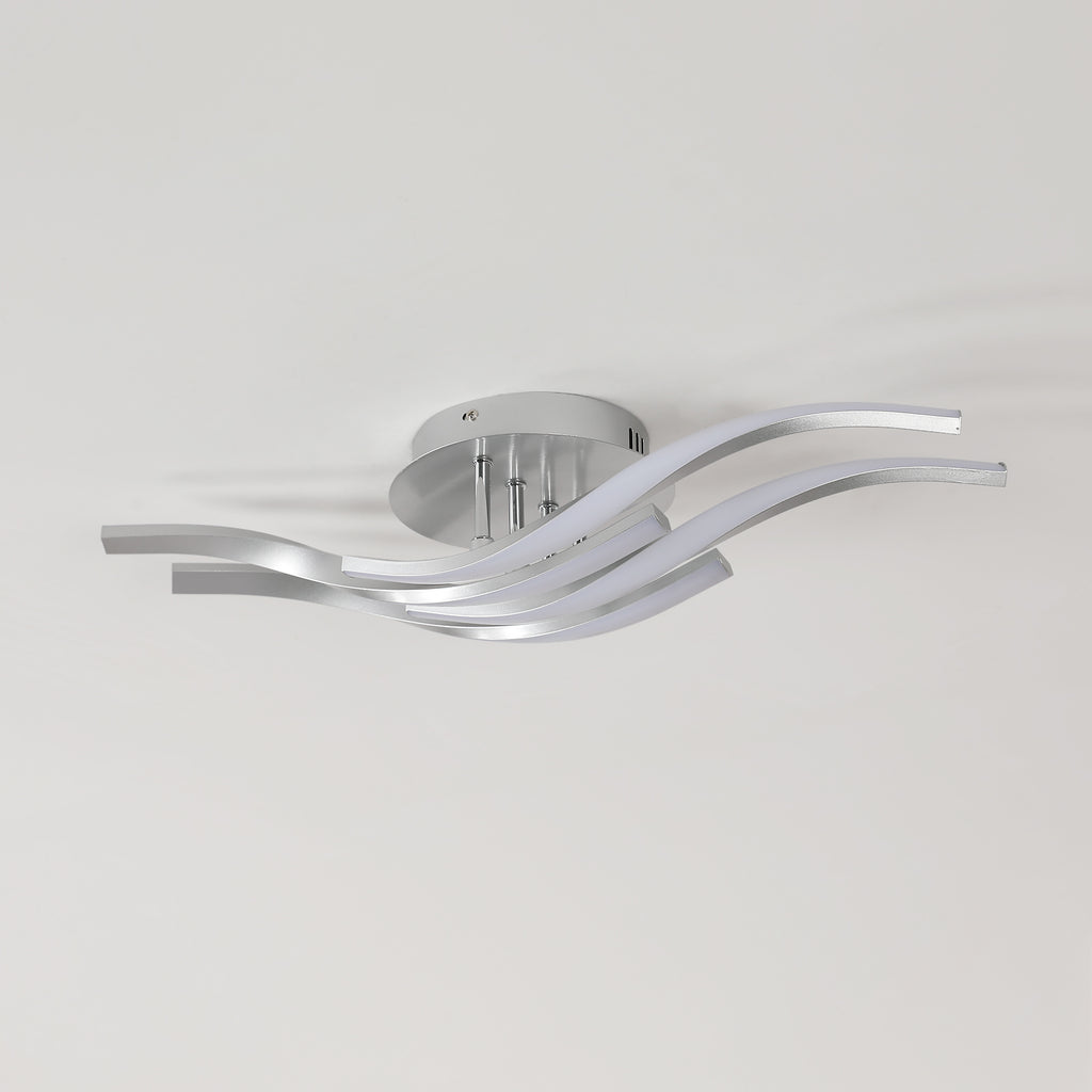Plafoniera - Struttura in alluminio color argento, luce bianca