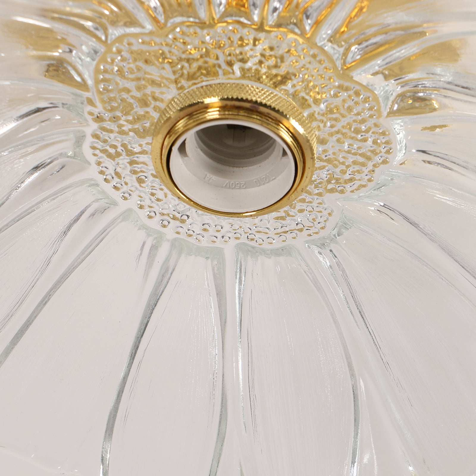 Comely Plafonnier de couloir, E27 Lampe de plafond en forme de fleur, petit or Luminaire Plafonnier en verre transparent, diamètre 28cm, ampoule non incluse