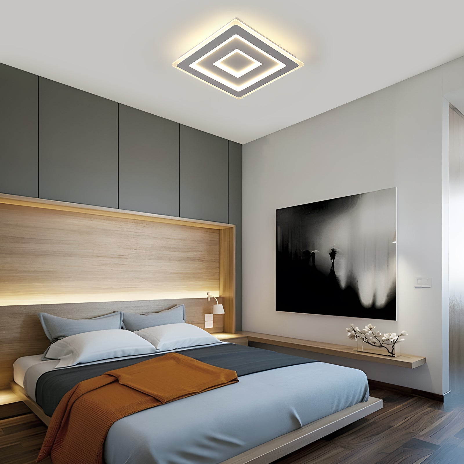 Comely Plafonnier LED Carré Moderne, 52W Lampe de Plafond LED, Acrylique Luminaire Plafonnier Intérieur Blanc pour Chambre à Coucher, Salon, Couloir, Lumière Naturelle 4500K, 40cm