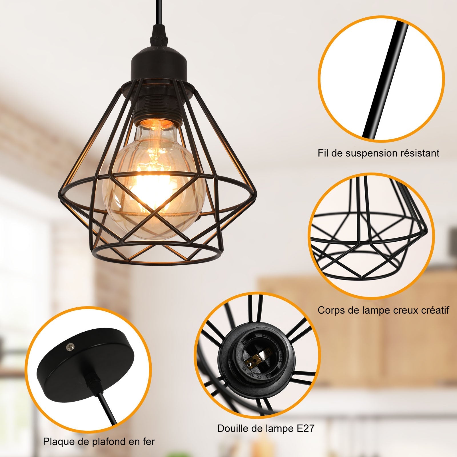 Chandeliers - Black Metal Frame