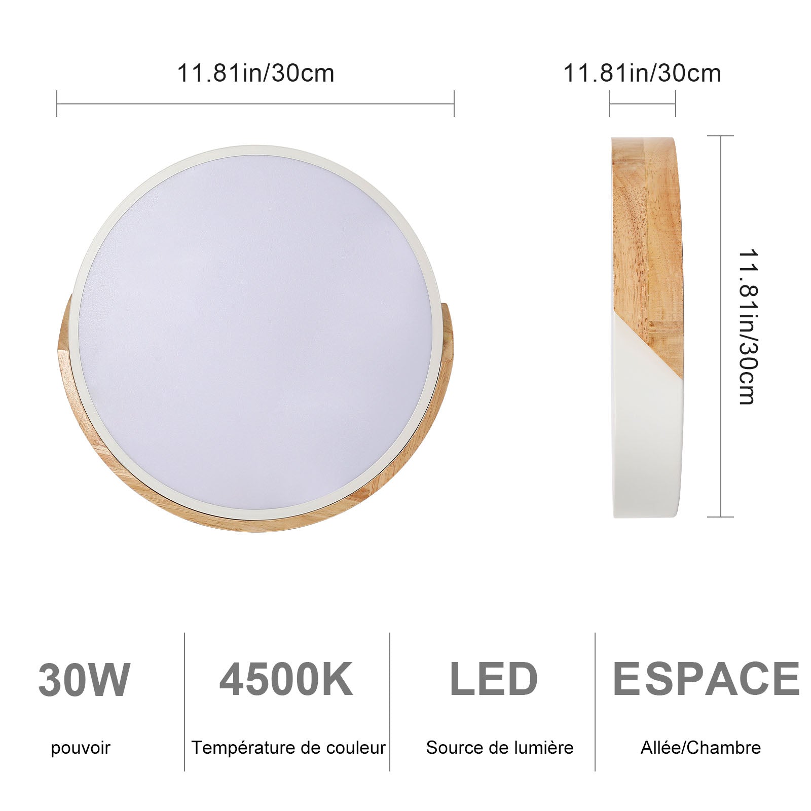 Ceiling Light - White Metal Frame, Natural Light