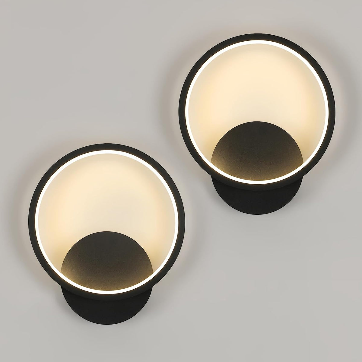 Ring Wall Light - Black Aluminium Frame, Warm Light