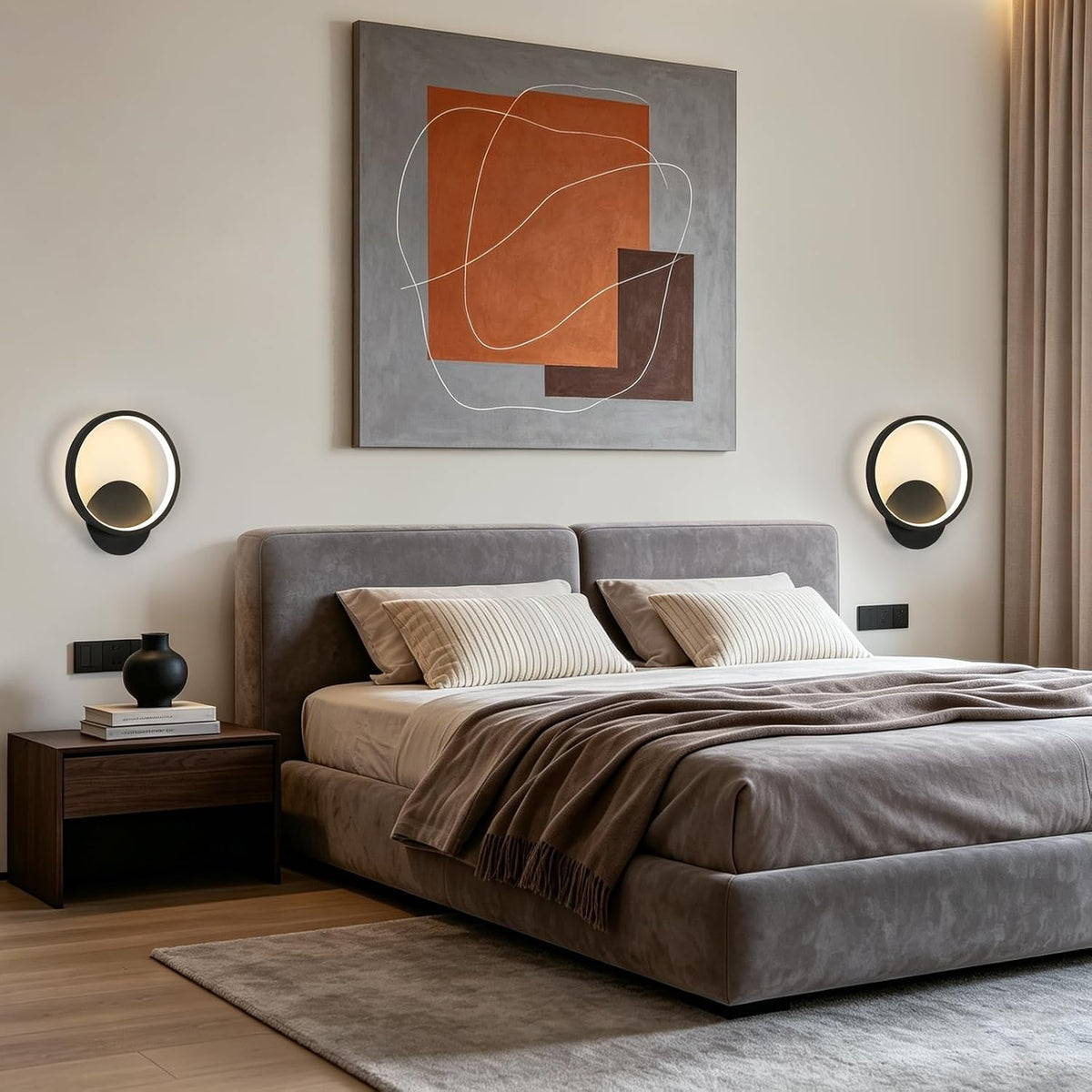 Ring Wall Light - Black Aluminium Frame, Warm Light