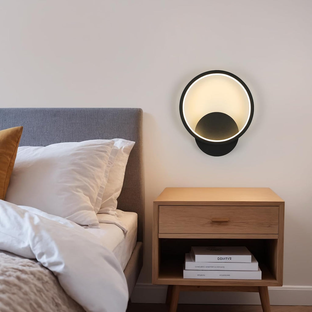 Ring Wall Light - Black Aluminium Frame, Warm Light