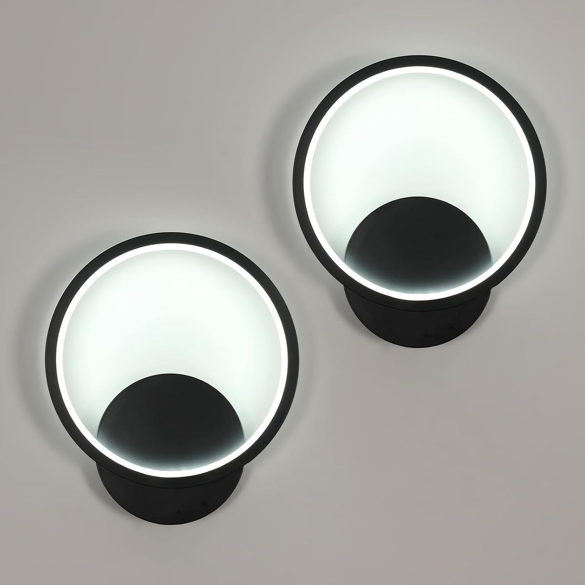 Ring Wall Light - Black Aluminium Frame, White Light