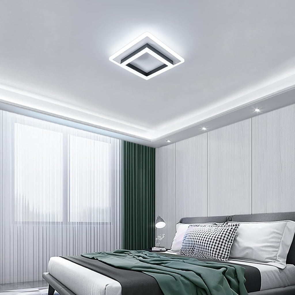 Ceiling Light - Black & White Acrylic Frame, White Light