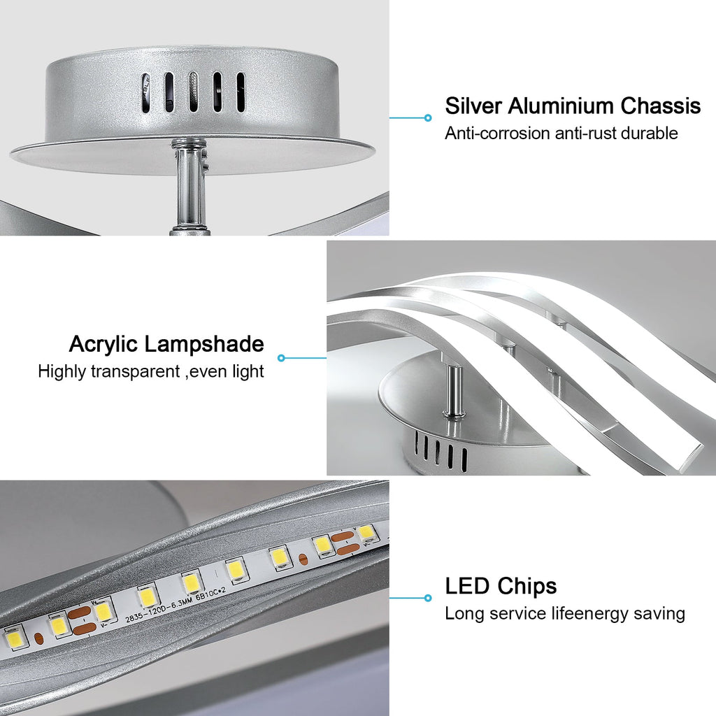 Deckenleuchte – Silbernes Aluminiumgehäuse, weißes Licht