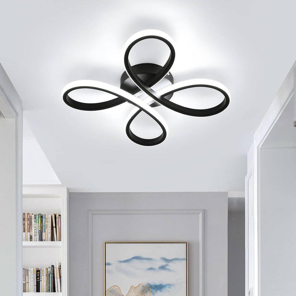 Ceiling Light - Black Aluminium Frame, Flower-shaped, White Light