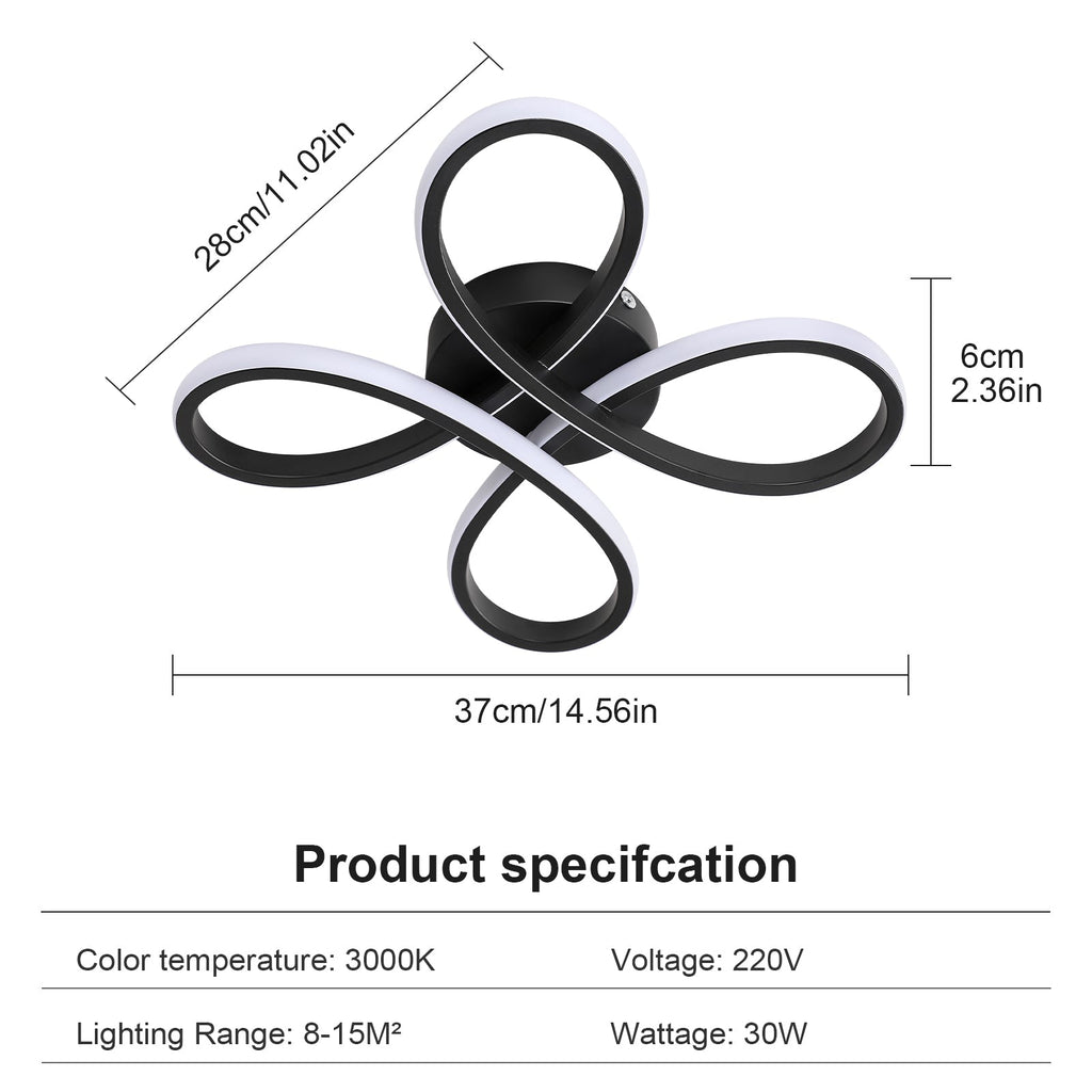 Ceiling Light - Black Aluminium Frame, Warm Light