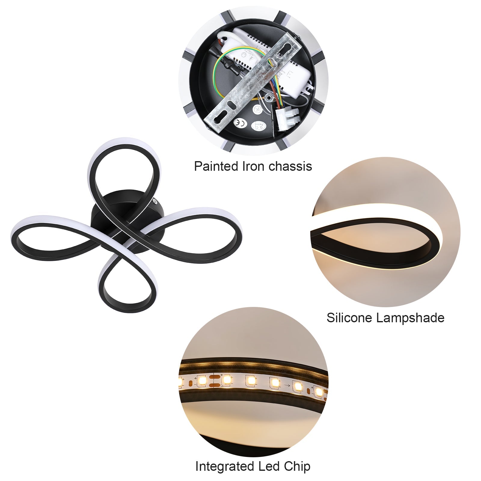 Ceiling Light - Black Aluminium Frame, Warm Light