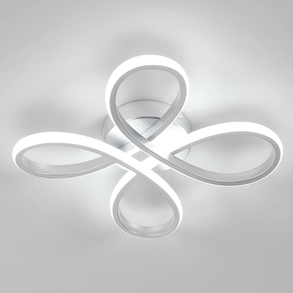 Ceiling Light - Silver Aluminium Frame, Flower-shaped, White Light