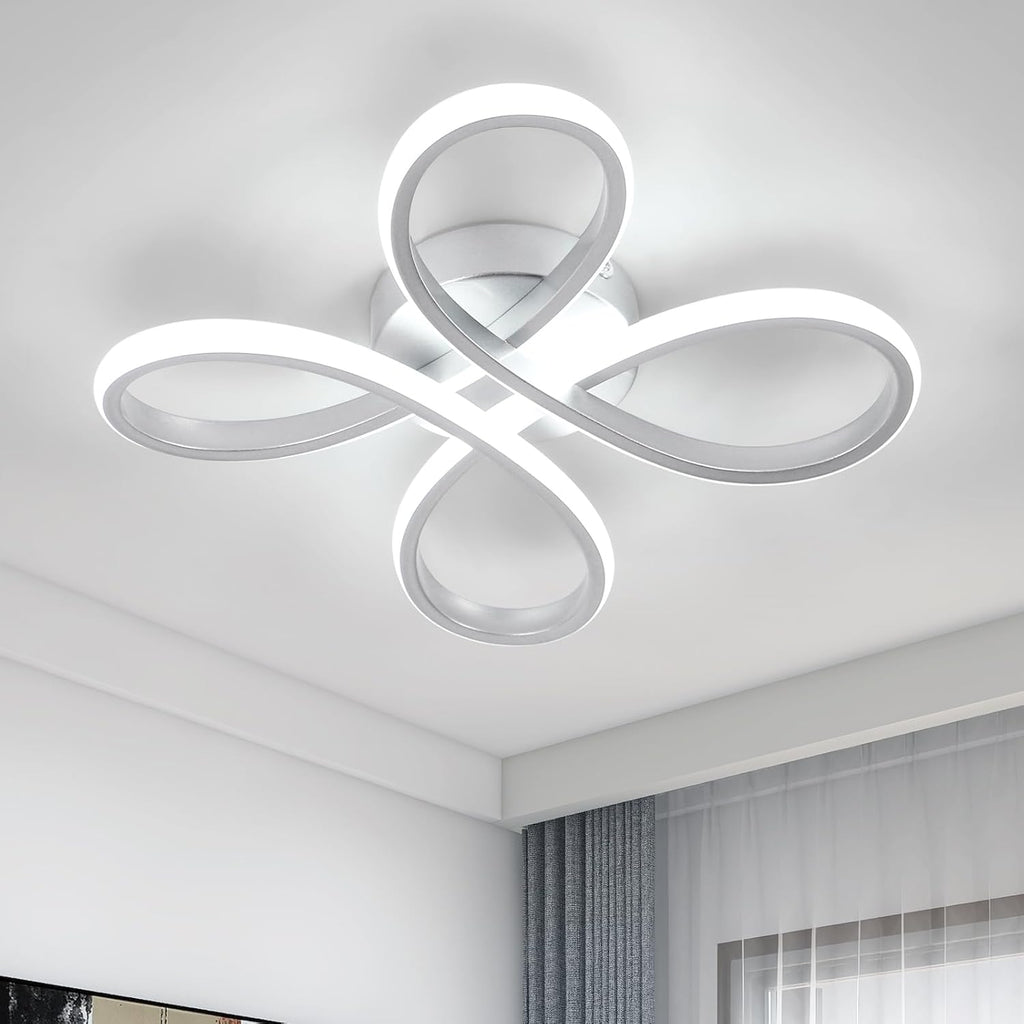 Ceiling Light - White Aluminium Frame, Flower-shaped, White Light