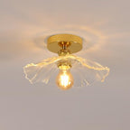 Comely Plafonnier de couloir, E27 Lampe de plafond en forme de fleur, petit or Luminaire Plafonnier en verre transparent, diamètre 28cm, ampoule non incluse