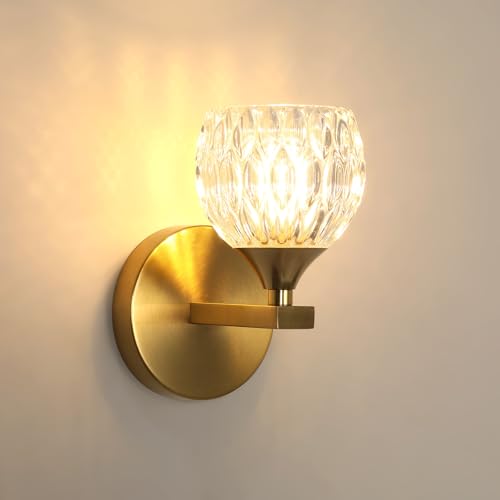Comely Wall Lamp Indoor Modern, Gold Wall Light Made Of Glass With 1*G9 Light Bulb, Retro Night Light Wall Lighting For Bedroom Living Room Stairs Hallway