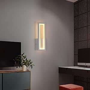 Wall Light - White Acrylic Frame, Warm Light