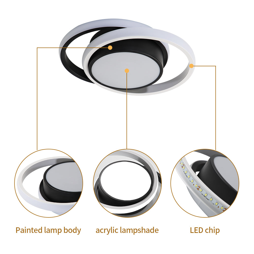 Comely Plafonnier LED, Rond Lampe de Plafond 32W, Moderne Luminaire Plafonnier pour Couloir Coucher Salle de Bains Cuisine Salon, Blanc Froid 6500K, Longueur 28cm, Nero
