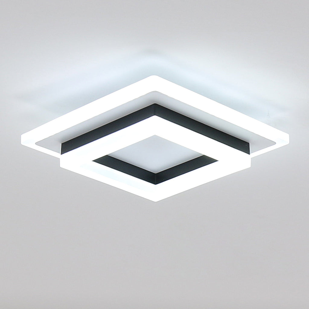 Ceiling Light - Black & White Acrylic Frame, White Light