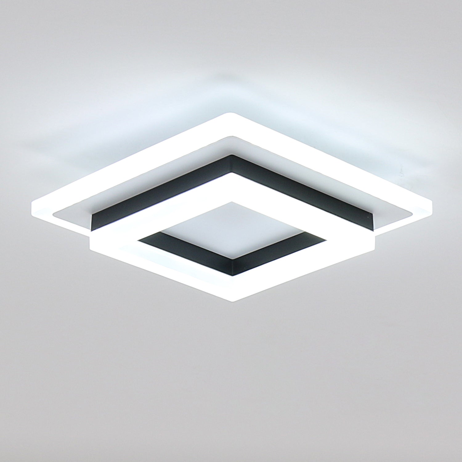 Ceiling Light - Black & White Acrylic Frame, White Light