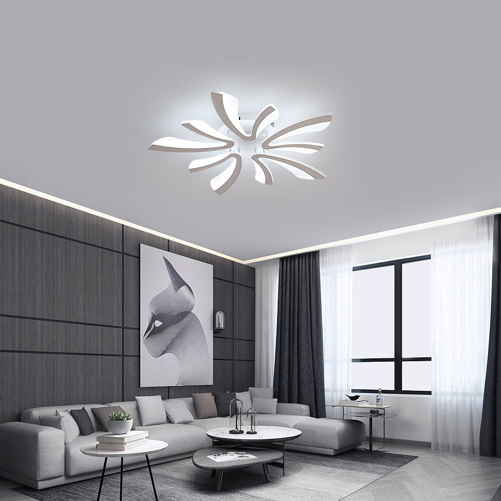 Comely Plafonnier LED Dimmable, Luminaire Plafonnier Salon Télécommande, 48W 5400LM 3000k-6500k Dia 70cm Lampe de Plafond per Chambre Salle à manger, Blanc