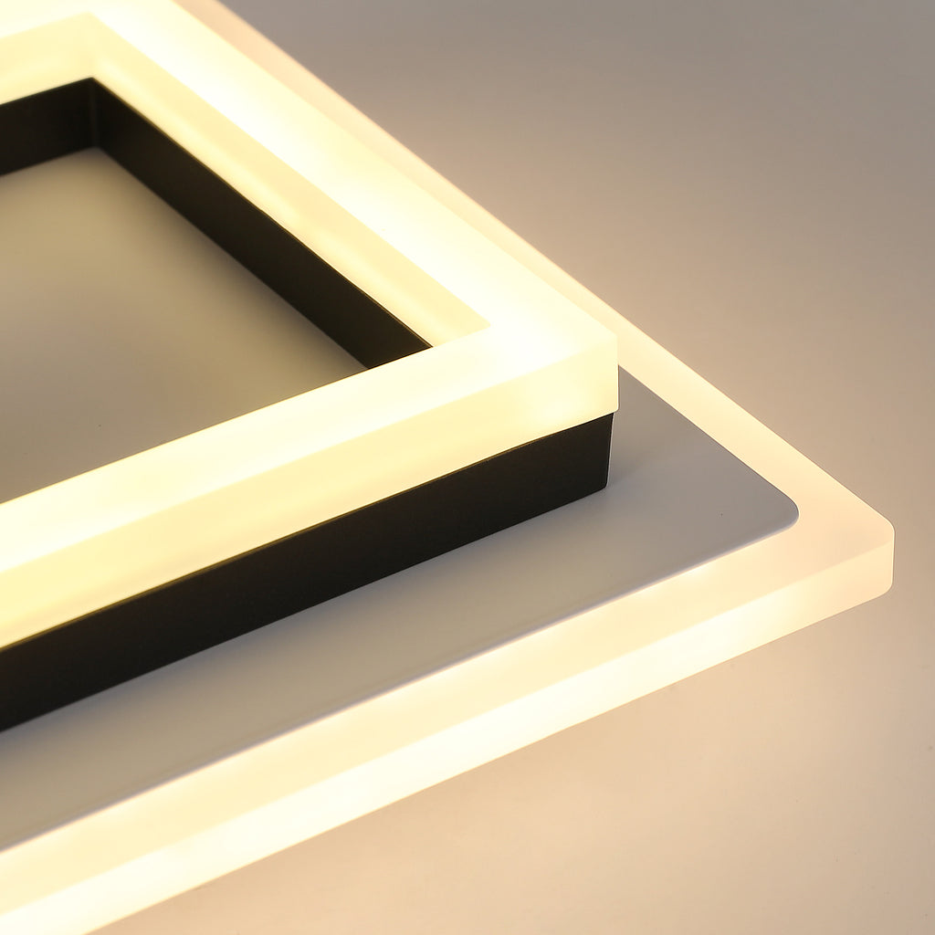 Ceiling Light - Black & White Acrylic Frame, Warm Light