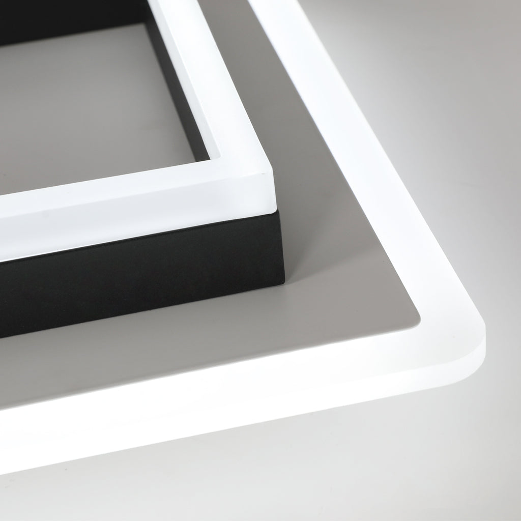 Ceiling Light - Black & White Acrylic Frame, White Light