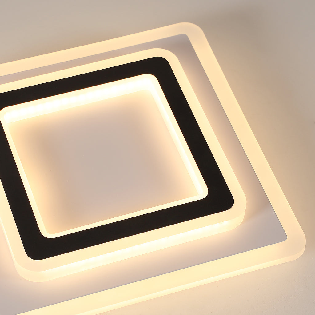 Ceiling Light - Black & White Acrylic Frame, Warm Light