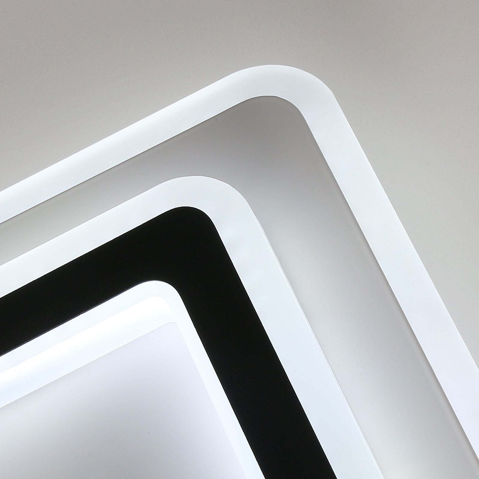 Ceiling Light - Black & White Acrylic Frame, White Light
