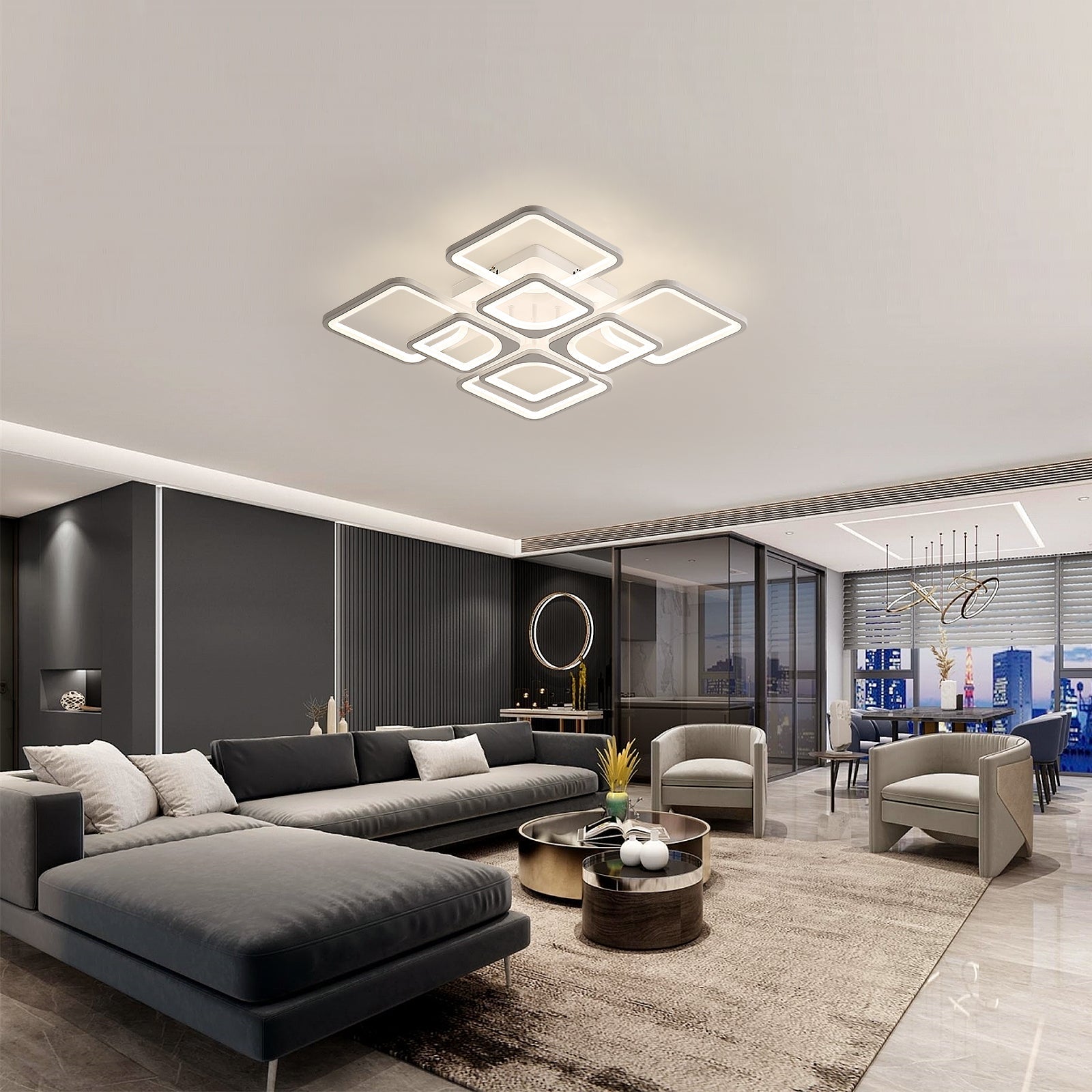 Comely Plafonnier LED Dimmable, 80W 8000LM Luminaire Plafonnier Salon avec Télécommande et Contrôle APP, Blanc Lampe de Plafond pour Salon,Bureau,Salle À Manger, 3000~6500K