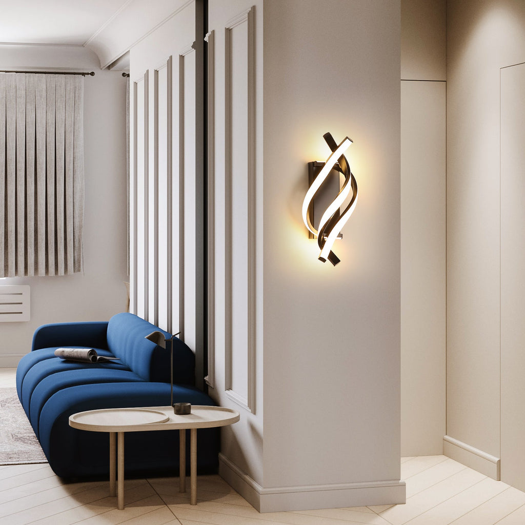 Applique - Telaio in alluminio nero, luce calda