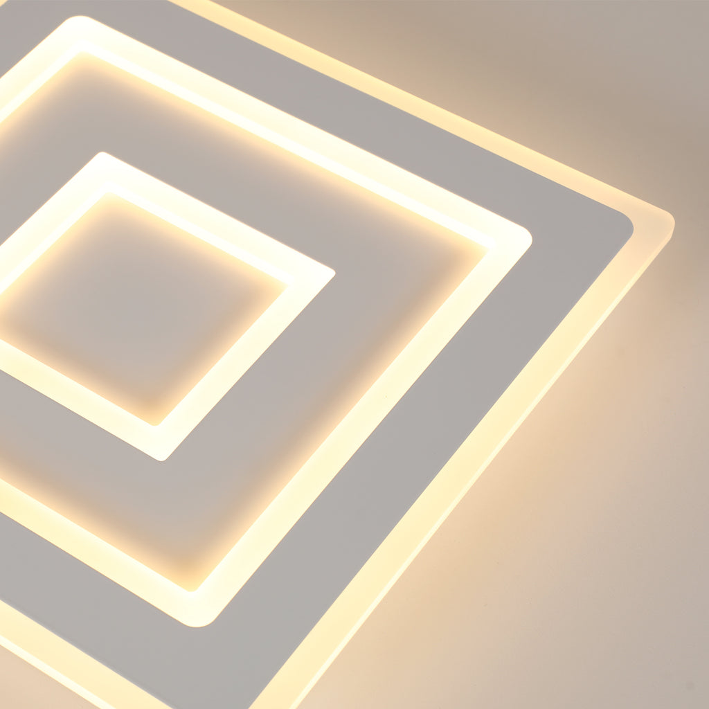 Ceiling Light - White Acrylic Frame, Warm Light