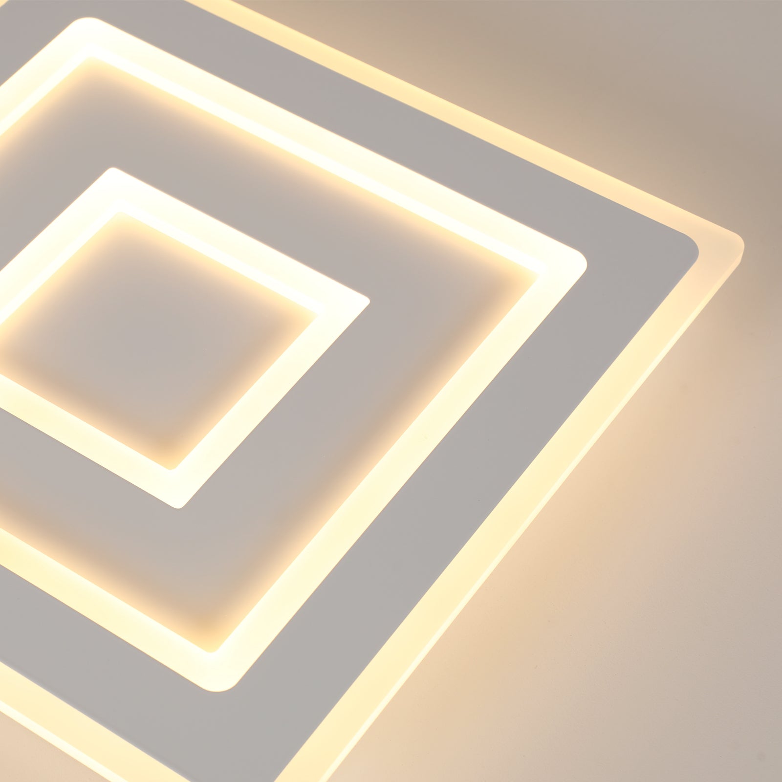 Ceiling Light - White Acrylic Frame, Warm Light