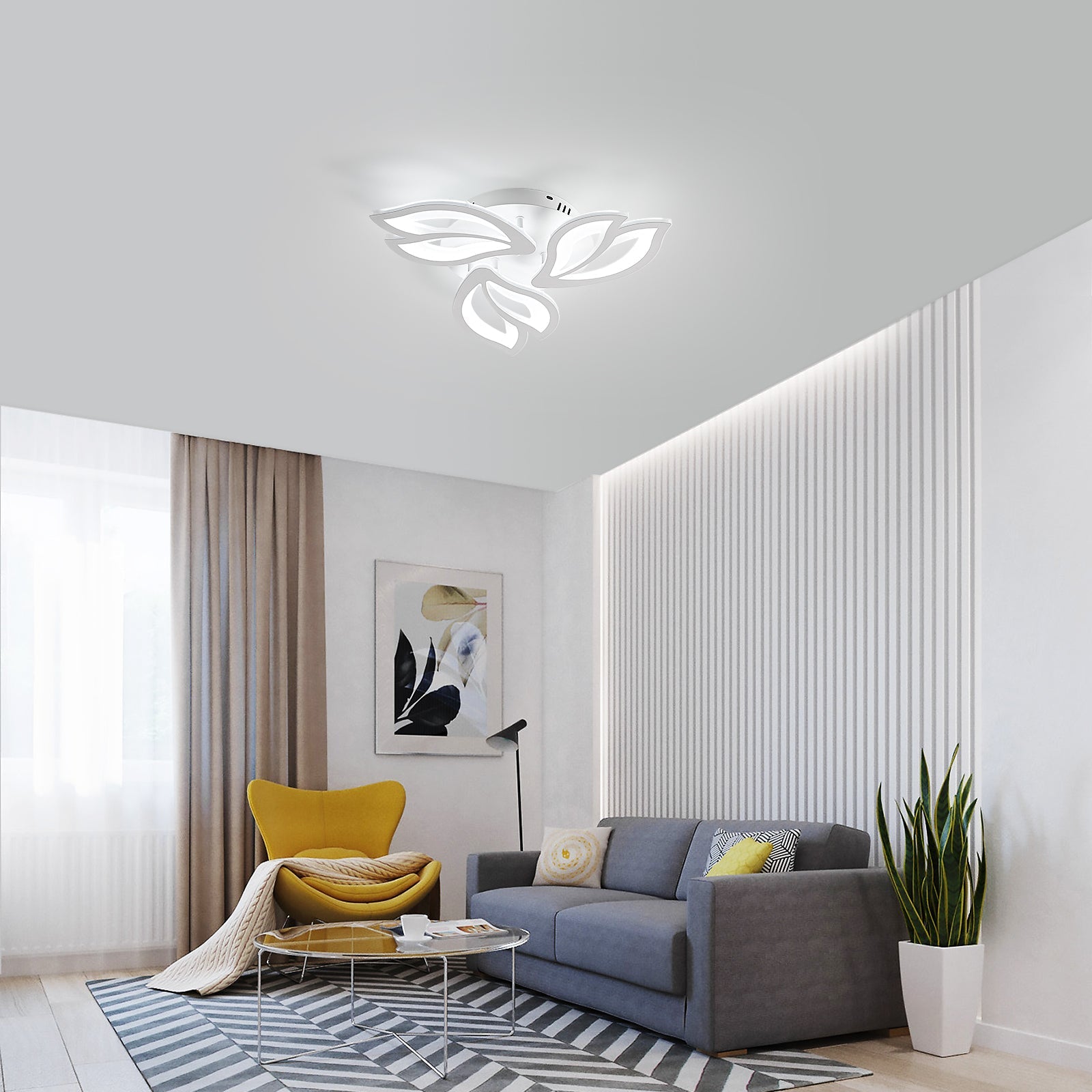 Ceiling Light - White Acrylic Frame, White Light