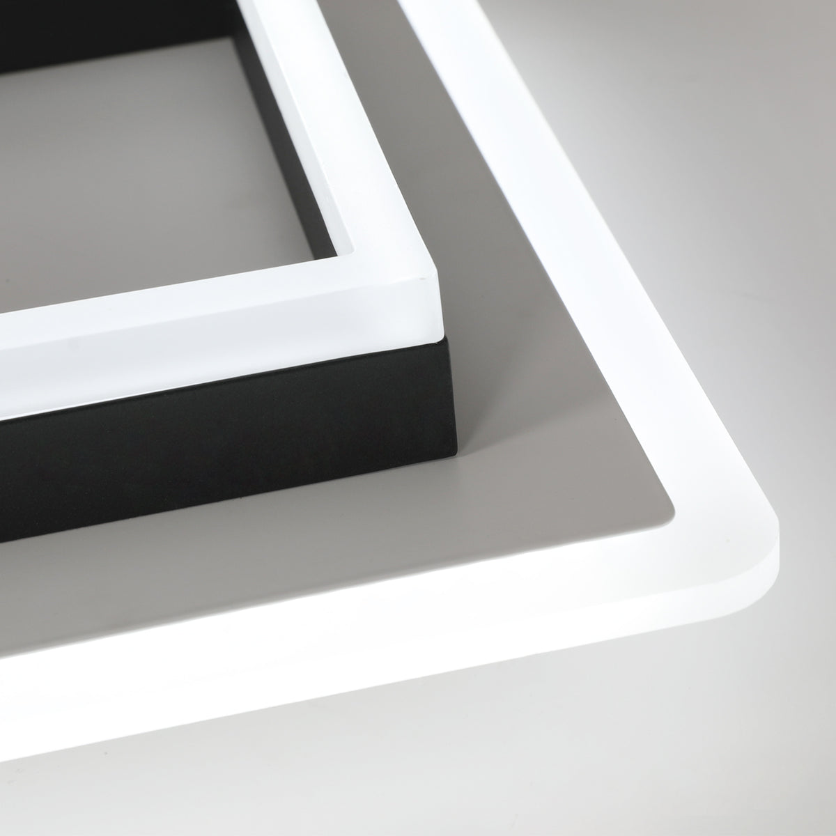 Ceiling Light - Black & White Acrylic Frame, White Light