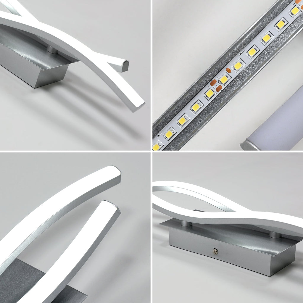Applique - Telaio in Alluminio Argento, Luce Bianca