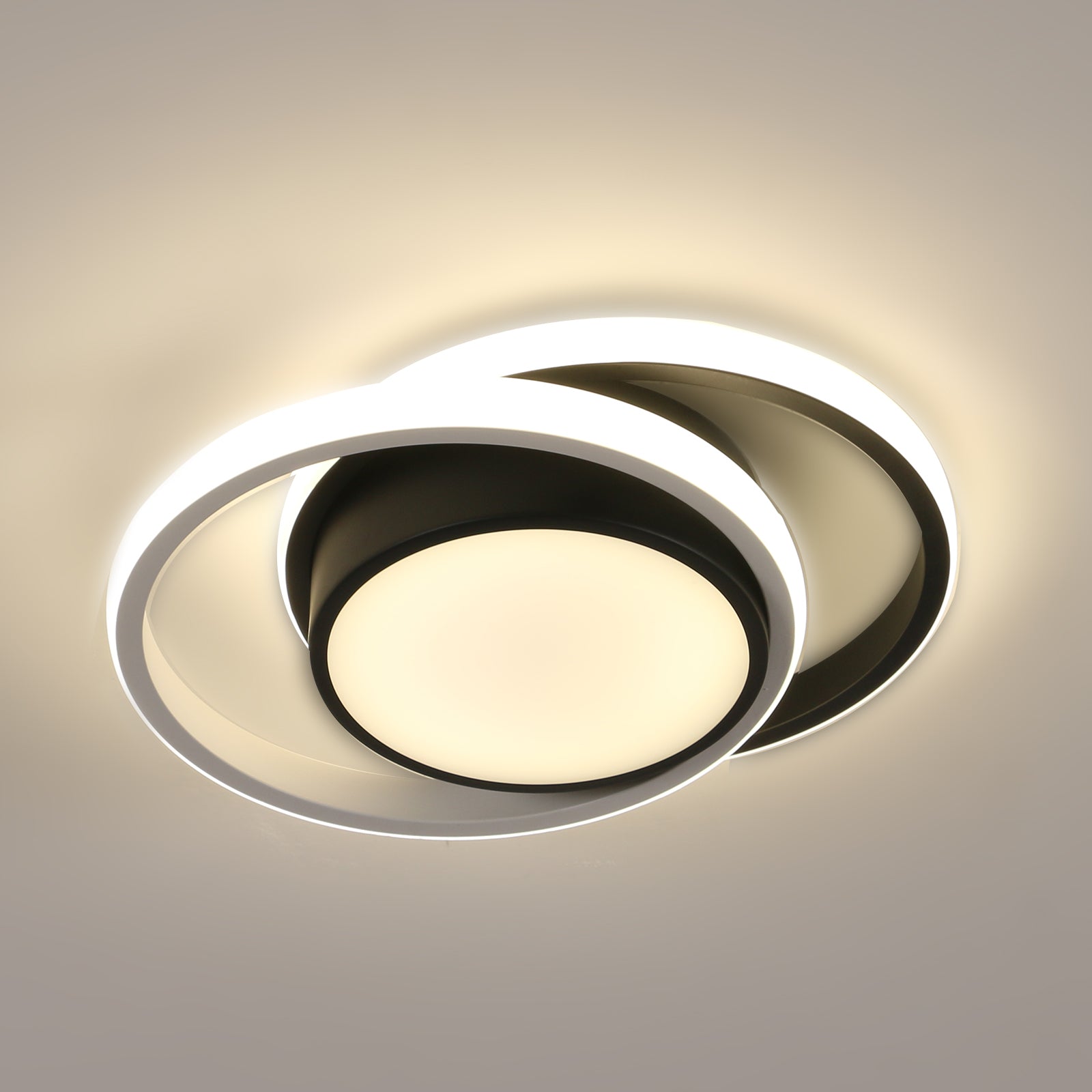 Ceiling Light - Black & White Aluminium Frame, Natural Light
