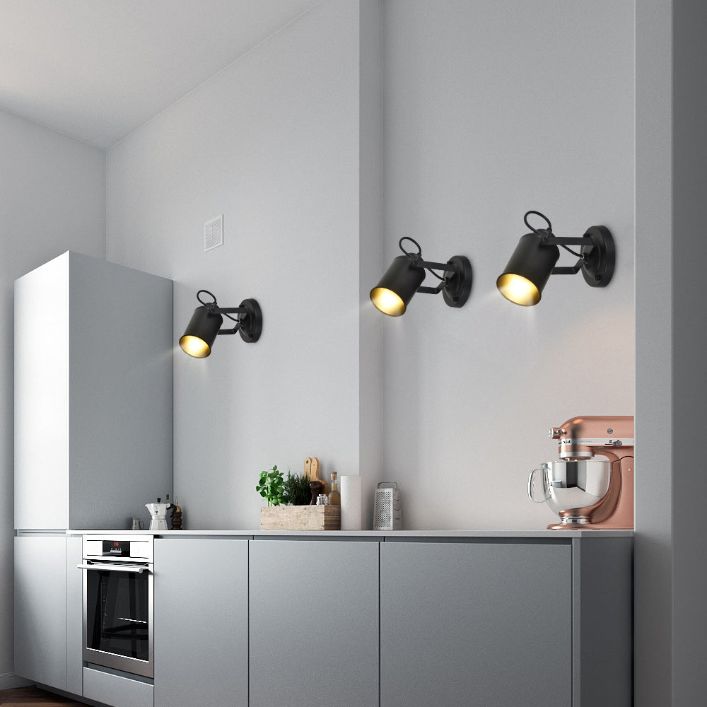 Comely Applique Murale Interieure, Réglable Spot LED Lampe Murale Rétro Industrielle E27, Luminaire Mural Interieur en Métal pour Salon Chambre Restaurant Cuisine, Noir

