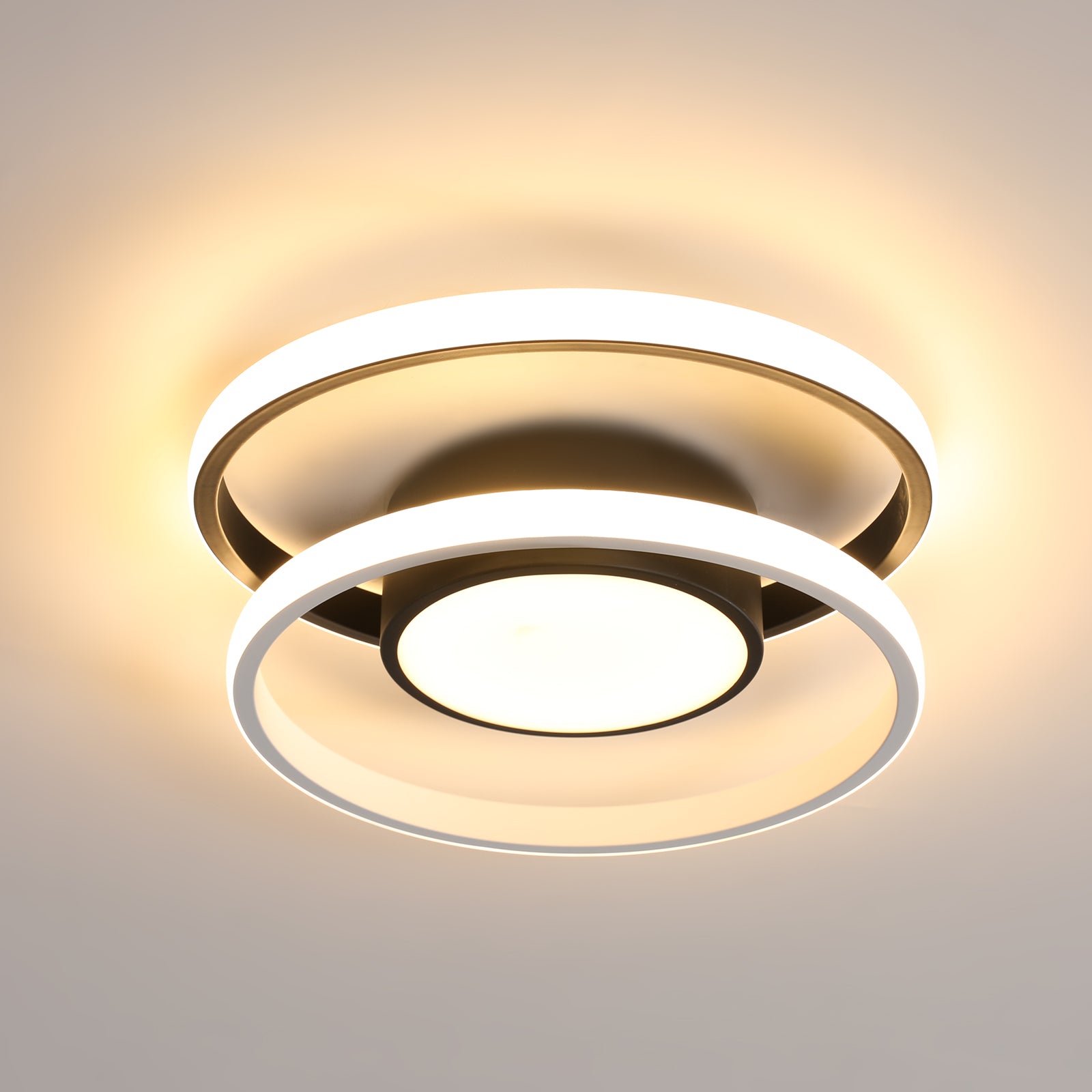 Ceiling Light - Black & White Metal Frame, Warm Light