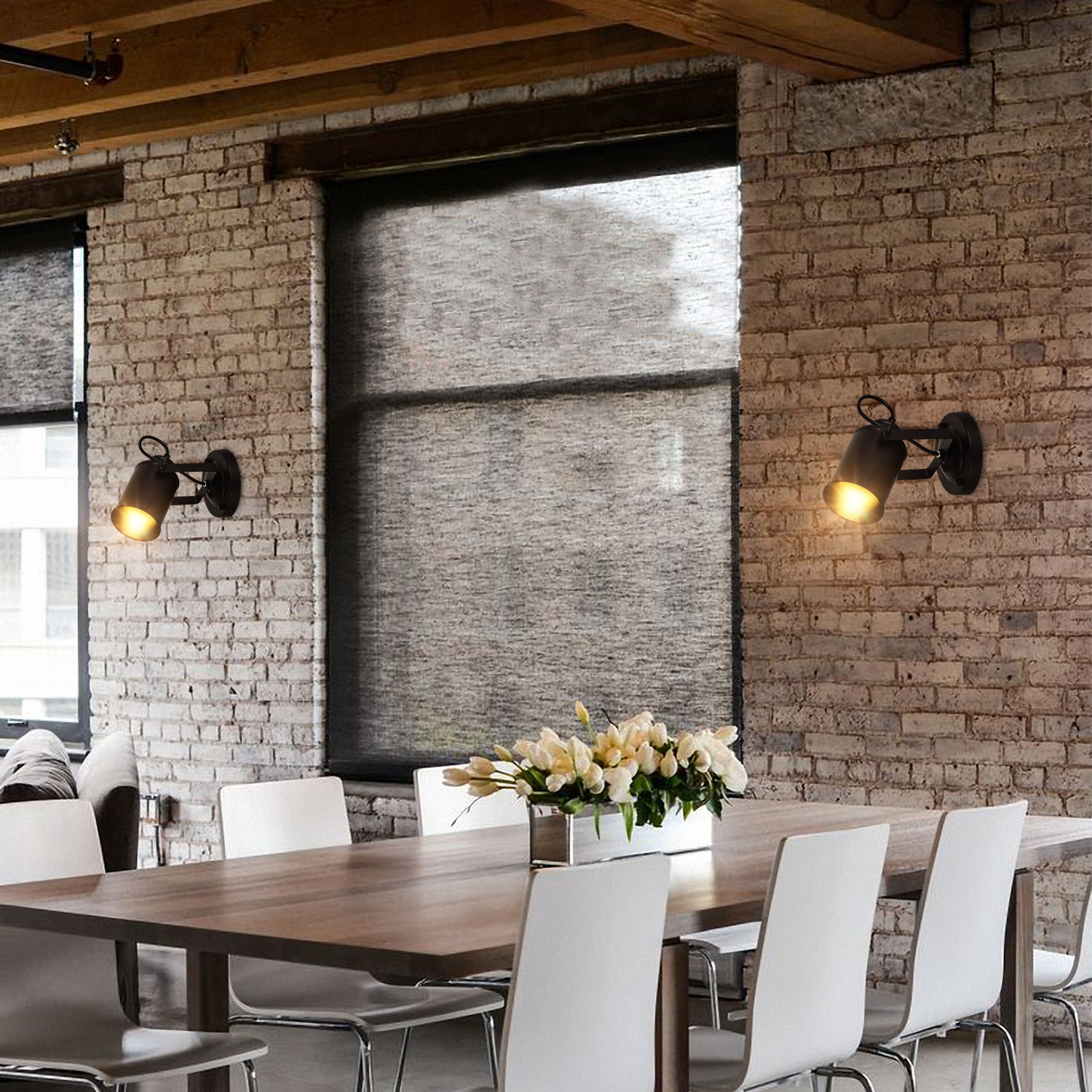 Comely Applique Murale Interieure, Réglable Spot LED Lampe Murale Rétro Industrielle E27, Luminaire Mural Interieur en Métal pour Salon Chambre Restaurant Cuisine, Noir
