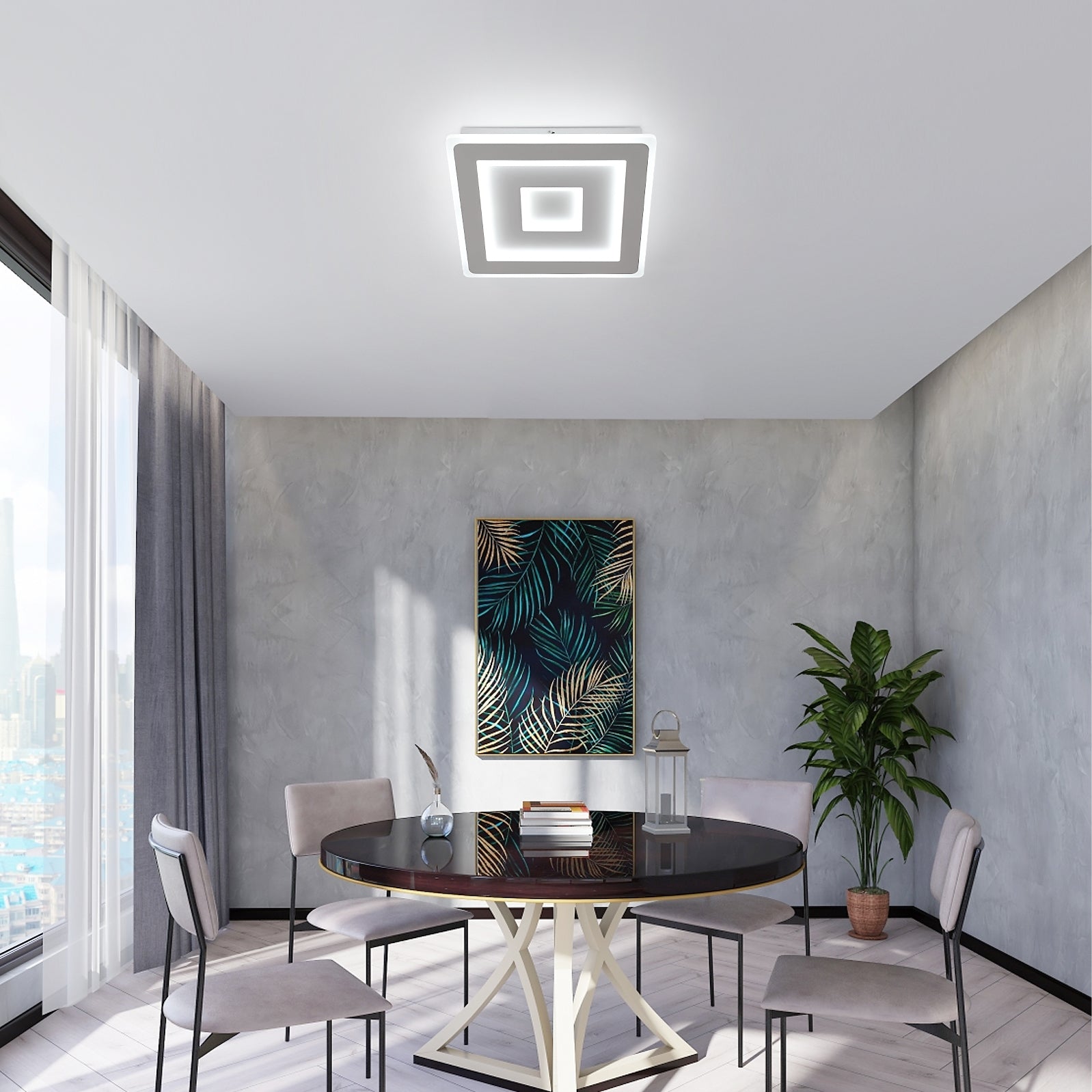 Ceiling Light - White Acrylic Frame, White Light